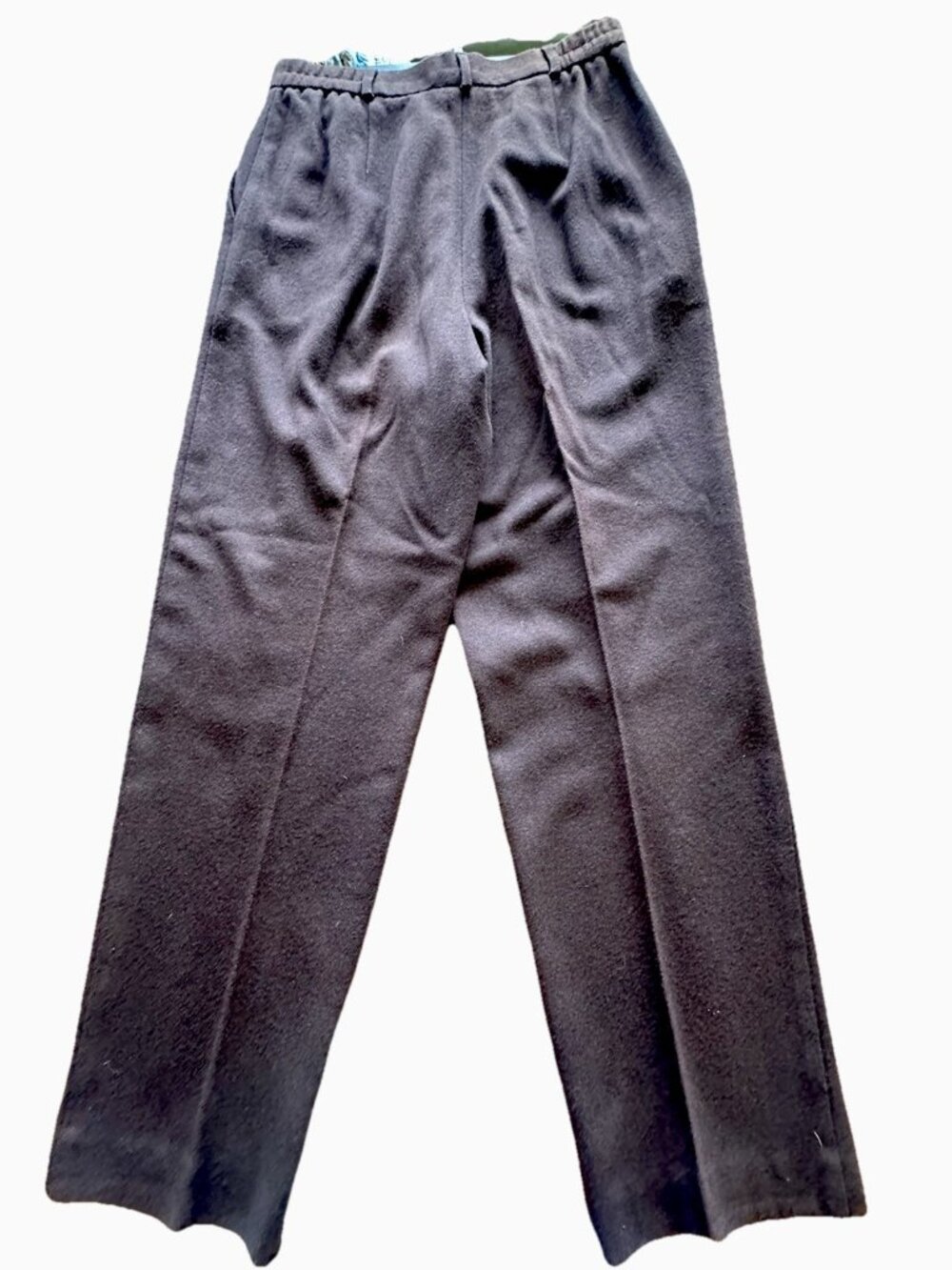 Vintage Worthington Chocolate Brown Wool High Waist Pleated Tapered Pant Size 10
